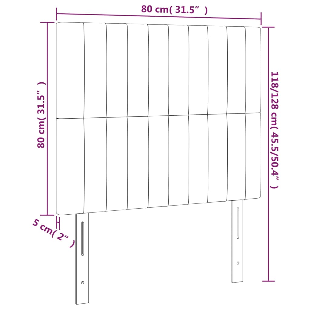 Hoofdborden 2 st 80x5x78/88 cm stof donkergrijs