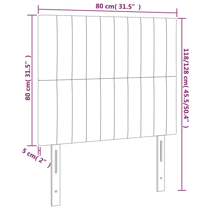 Hoofdborden 2 st 80x5x78/88 cm stof donkergrijs