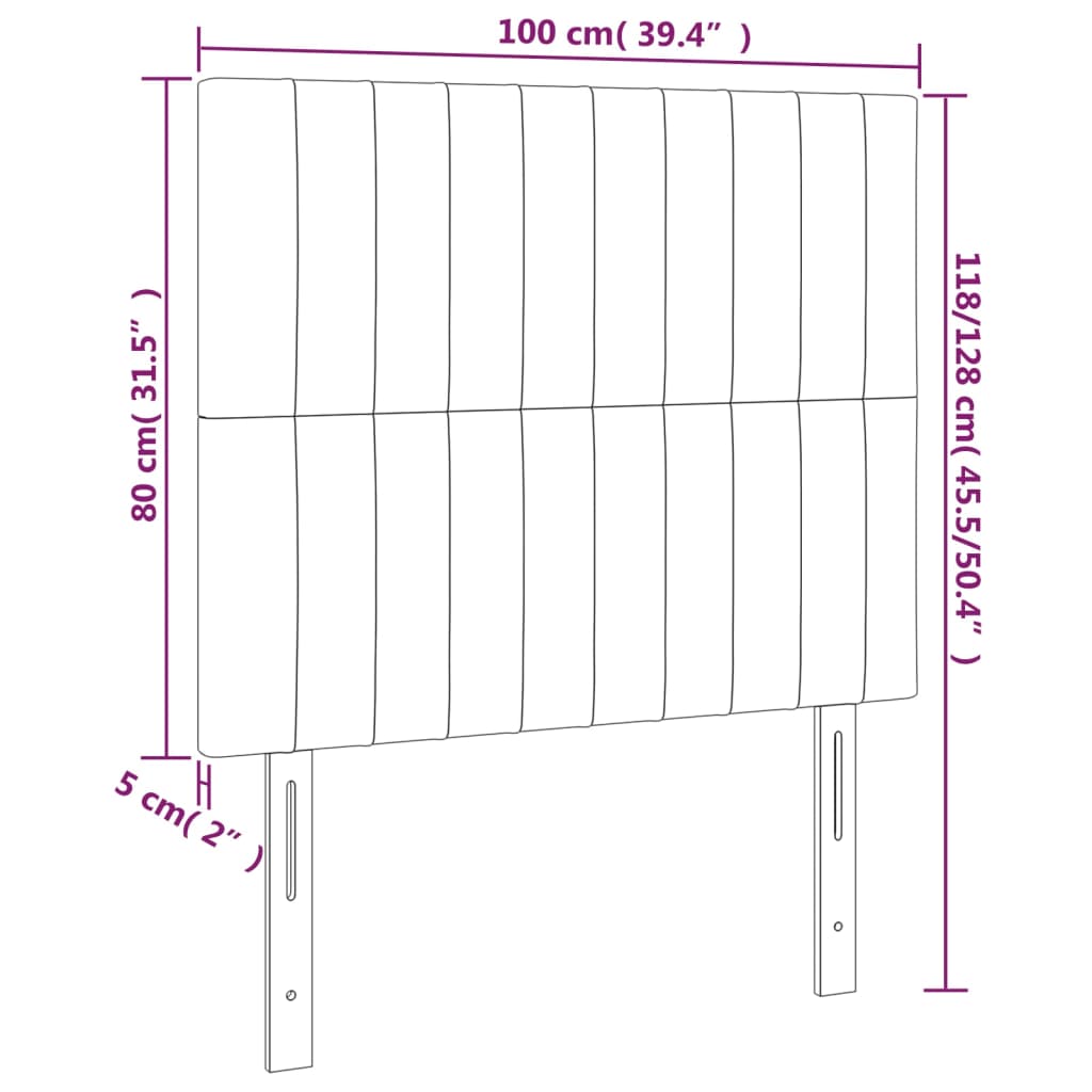 Hoofdborden 2 st 100x5x78/88 cm stof donkergrijs