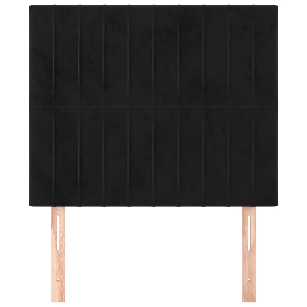 Hoofdborden 2 st 100x5x78/88 cm fluweel zwart