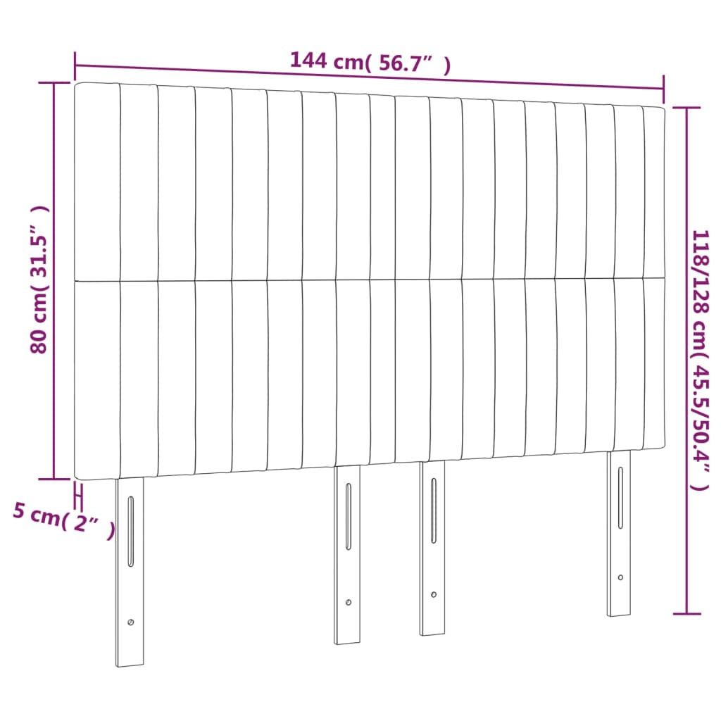 Hoofdborden 4 st 72x5x78/88 cm fluweel donkergrijs