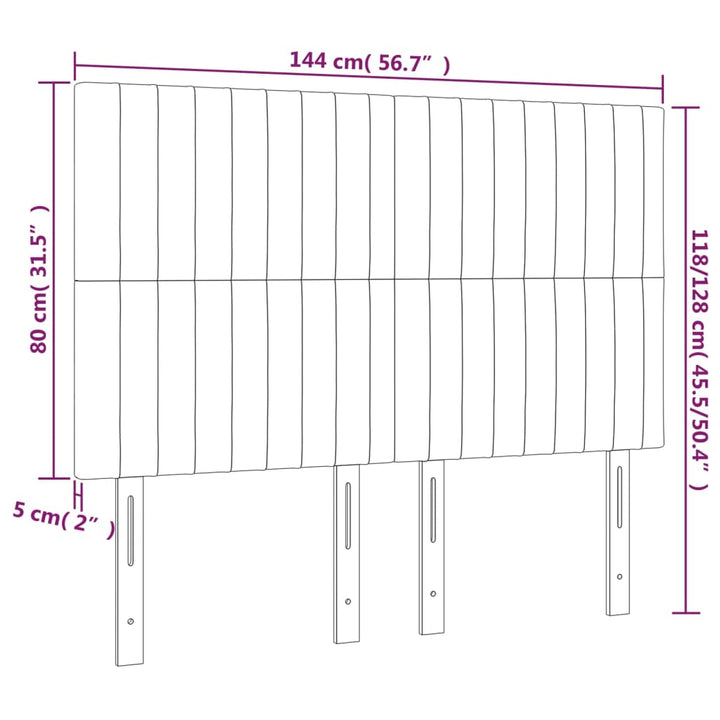 Hoofdborden 4 st 72x5x78/88 cm fluweel donkergrijs