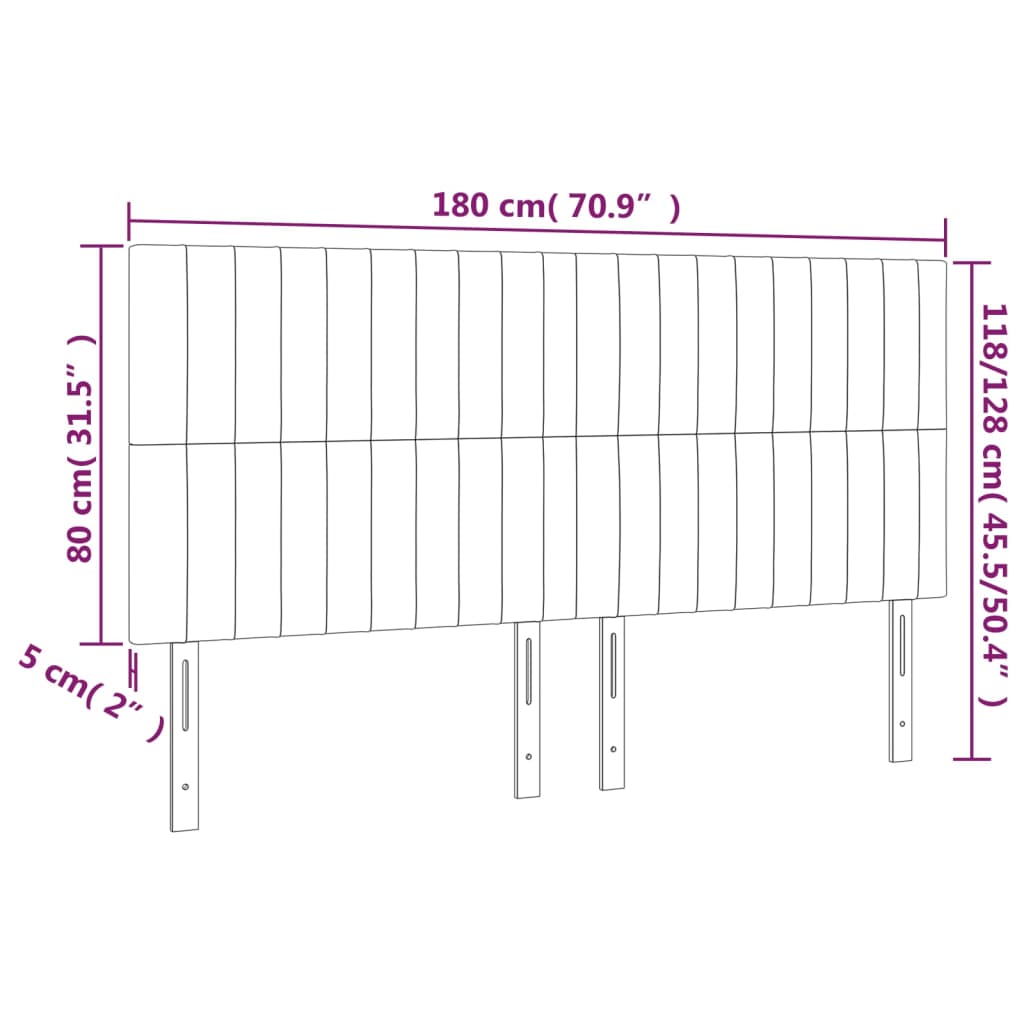 Hoofdborden 4 st 90x5x78/88 cm fluweel lichtgrijs