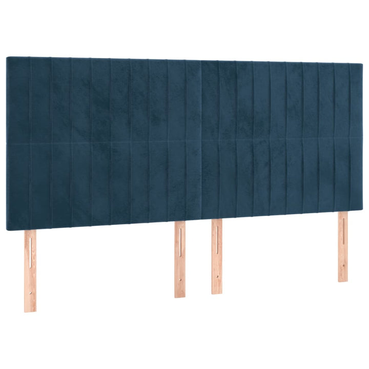 Hoofdborden 4 st 100x5x78/88 cm fluweel donkerblauw