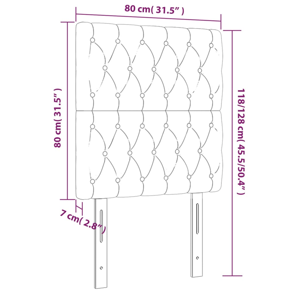 Hoofdborden 2 st 80x7x78/88 cm stof lichtgrijs