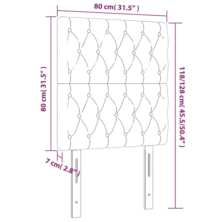 Hoofdborden 2 st 80x7x78/88 cm stof donkergrijs