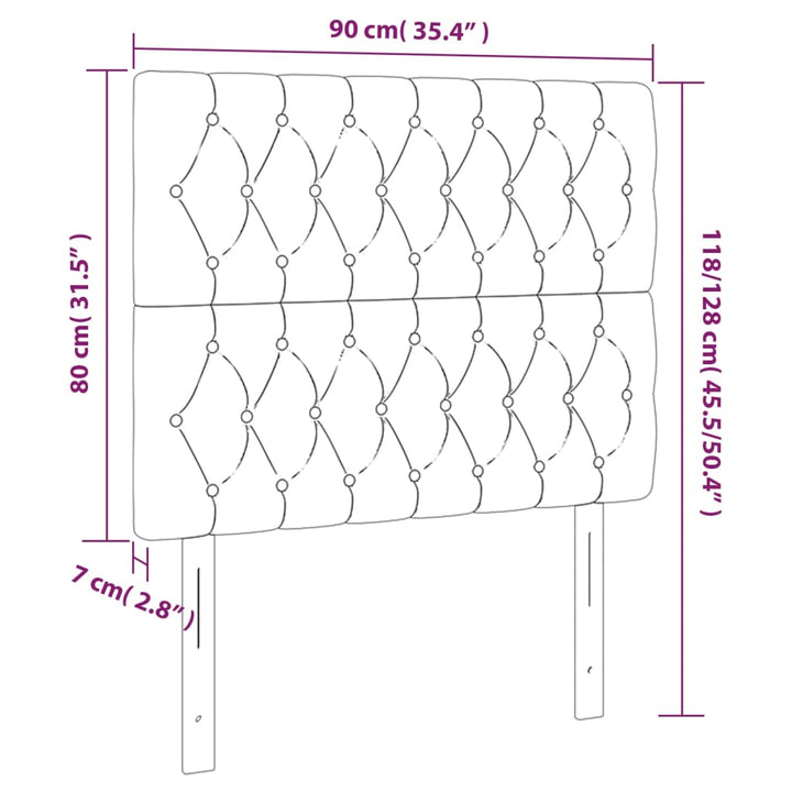 Hoofdborden 2 st 90x7x78/88 cm stof lichtgrijs