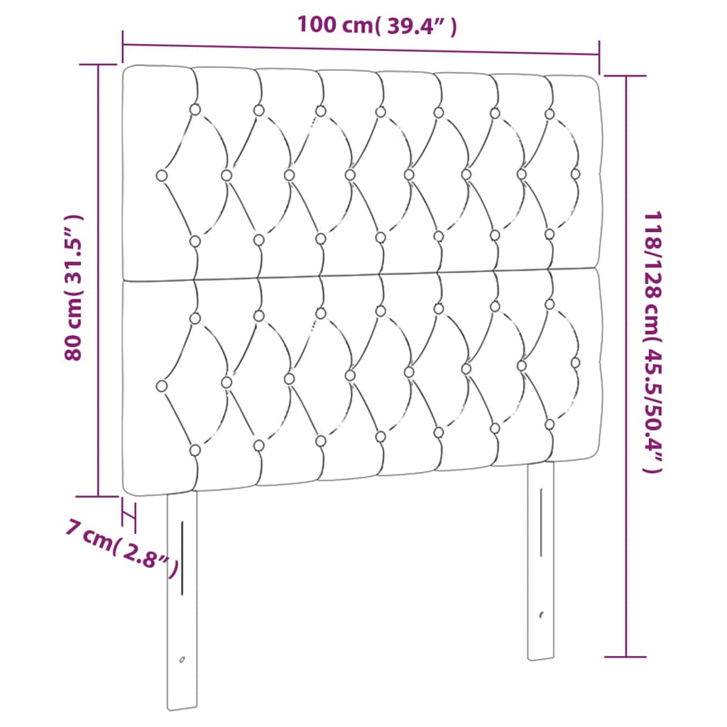 Hoofdborden 2 st 100x7x78/88 cm stof lichtgrijs