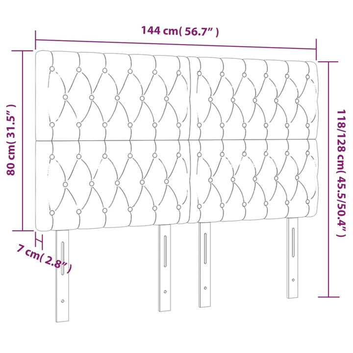 Hoofdborden 4 st 72x7x78/88 cm stof zwart