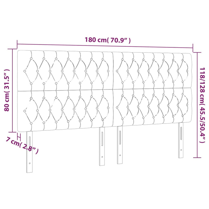 Hoofdborden 4 st 90x7x78/88 cm stof lichtgrijs