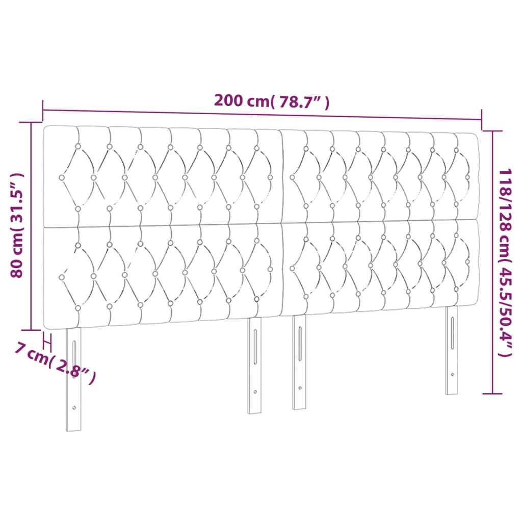 Hoofdborden 4 st 100x7x78/88 cm fluweel roze