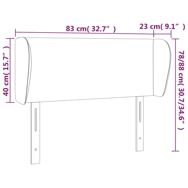 Hoofdbord met randen 83x23x78/88 cm stof lichtgrijs