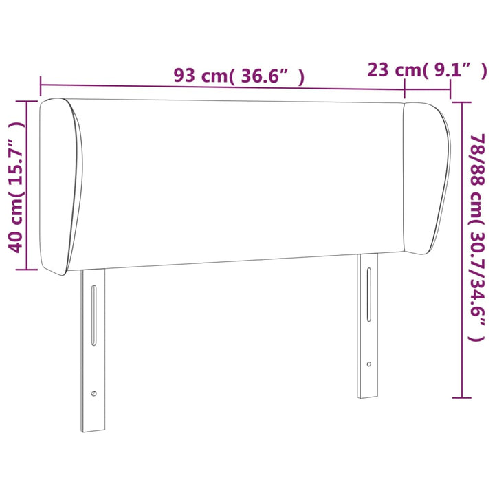 Hoofdbord met randen 93x23x78/88 cm stof donkerbruin