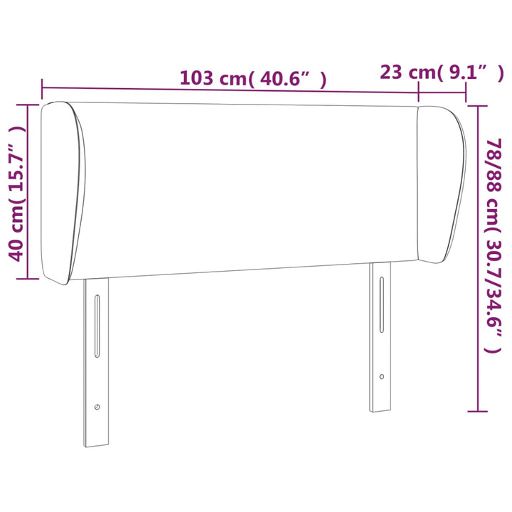 Hoofdbord met randen 103x23x78/88 cm stof lichtgrijs