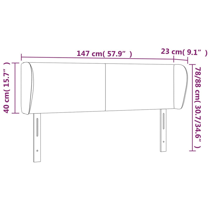 Hoofdbord met randen 147x23x78/88 cm stof donkergrijs