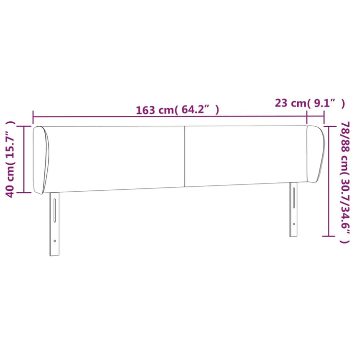 Hoofdbord met randen 163x23x78/88 cm stof donkerbruin