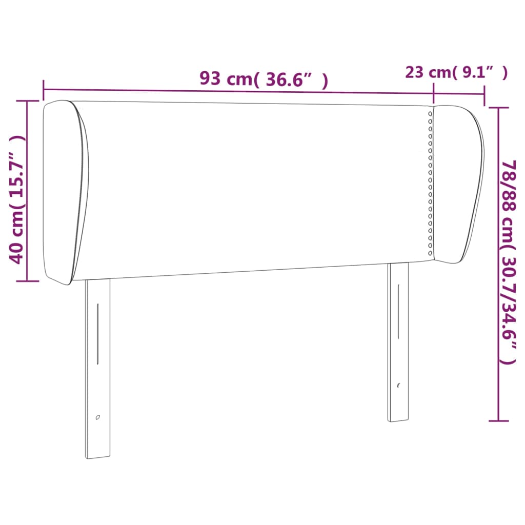 Hoofdbord met randen 93x23x78/88 cm stof blauw