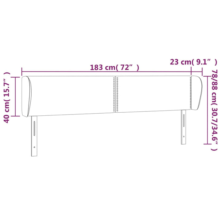 Hoofdbord met randen 183x23x78/88 cm stof donkerbruin