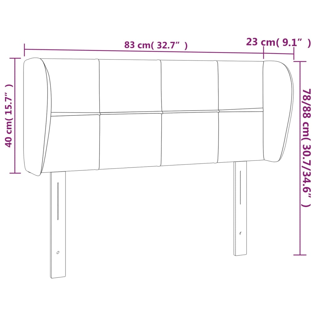 Hoofdbord met randen 83x23x78/88 cm stof lichtgrijs