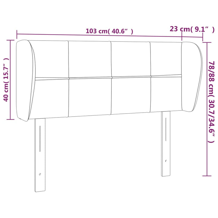 Hoofdbord met randen 103x23x78/88 cm stof lichtgrijs