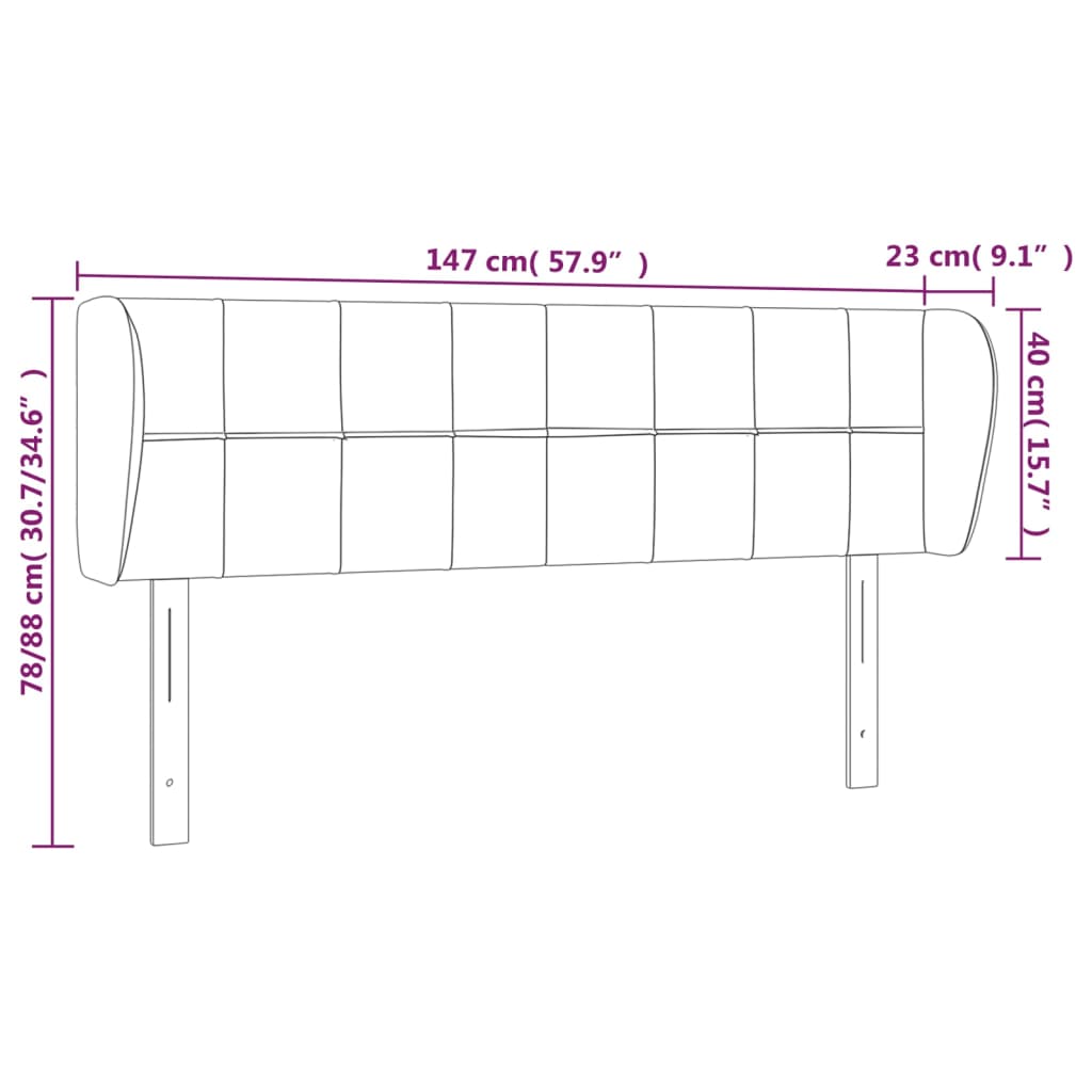 Hoofdbord met randen 147x23x78/88 cm stof lichtgrijs