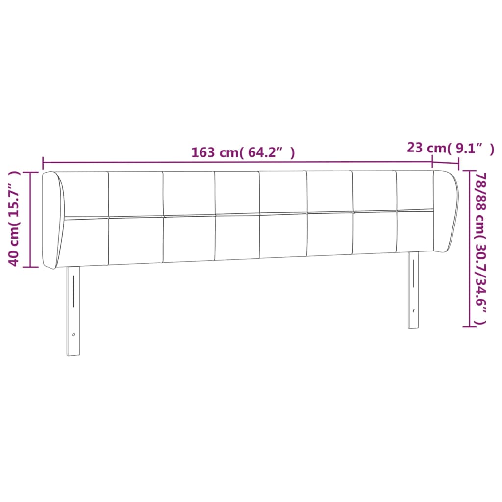 Hoofdbord met randen 163x23x78/88 cm stof lichtgrijs