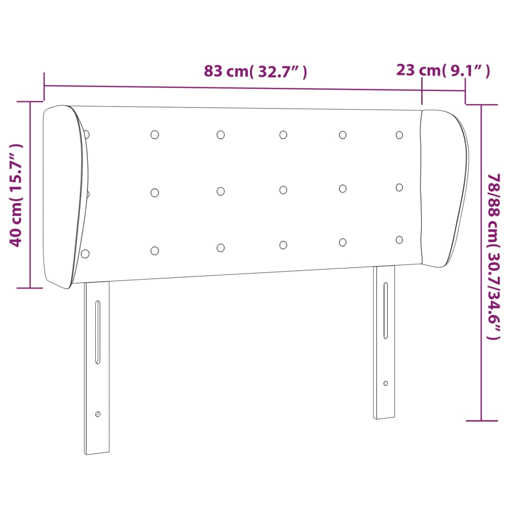 Hoofdbord met randen 83x23x78/88 cm kunstleer zwart