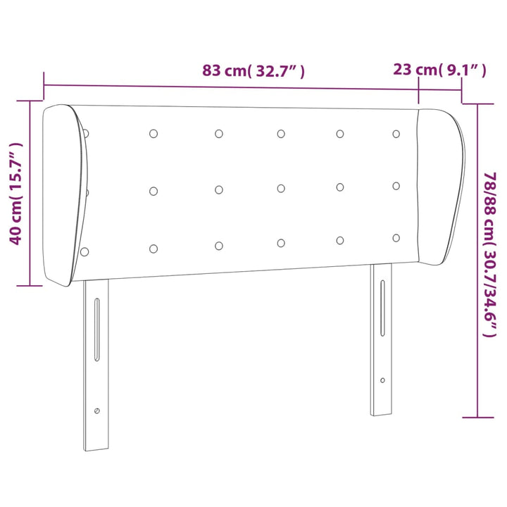 Hoofdbord met randen 83x23x78/88 cm kunstleer zwart