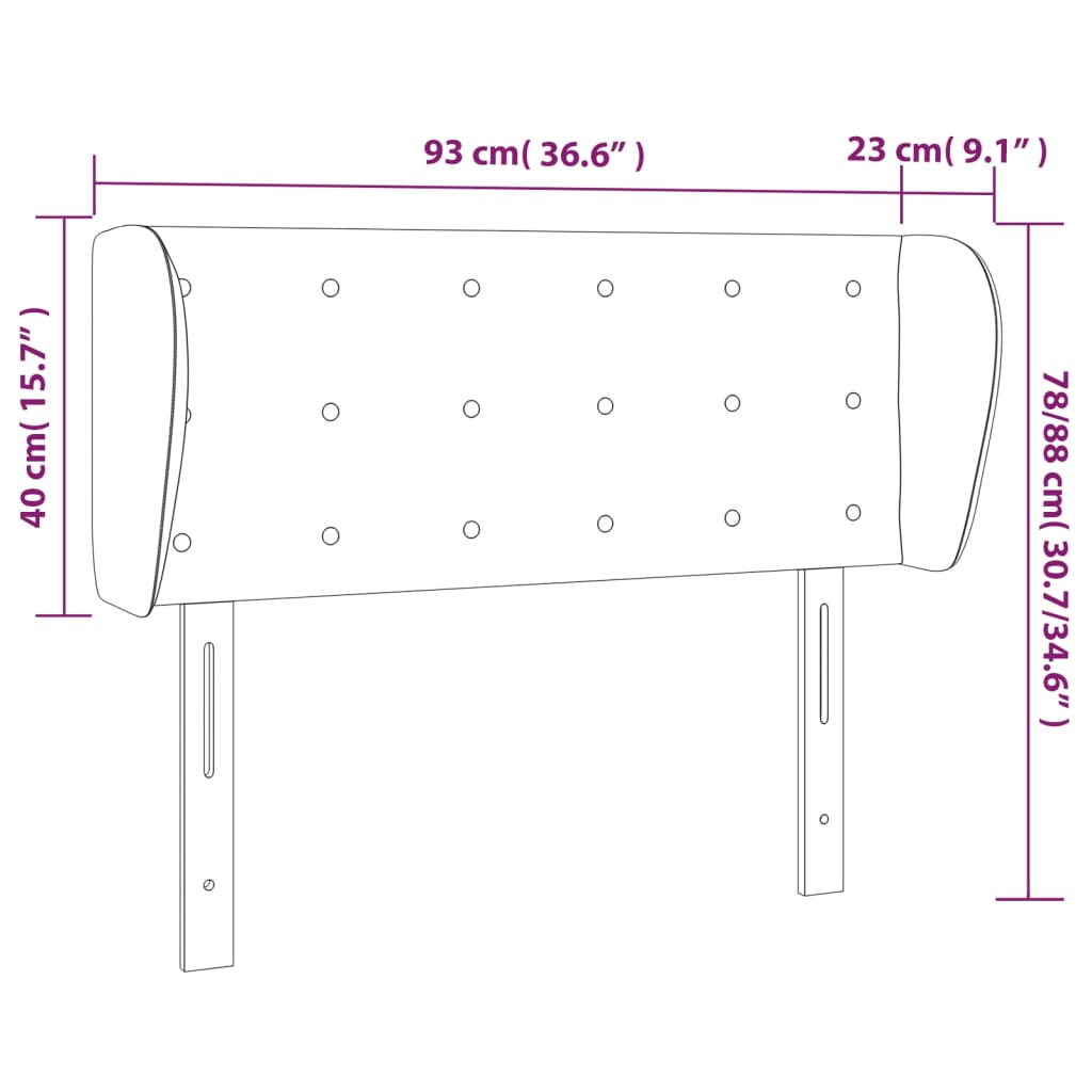 Hoofdbord met randen 93x23x78/88 cm kunstleer zwart