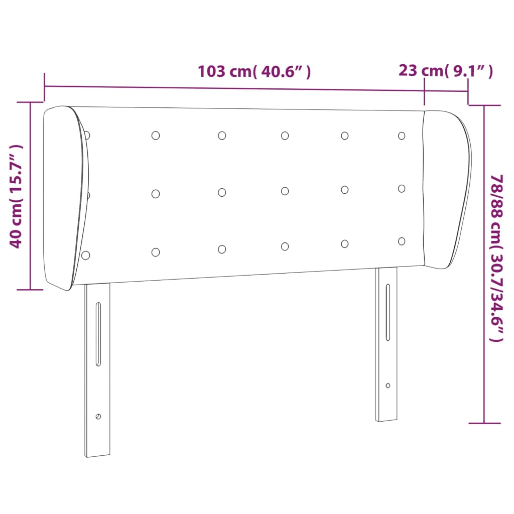 Hoofdbord met randen 103x23x78/88 cm kunstleer zwart