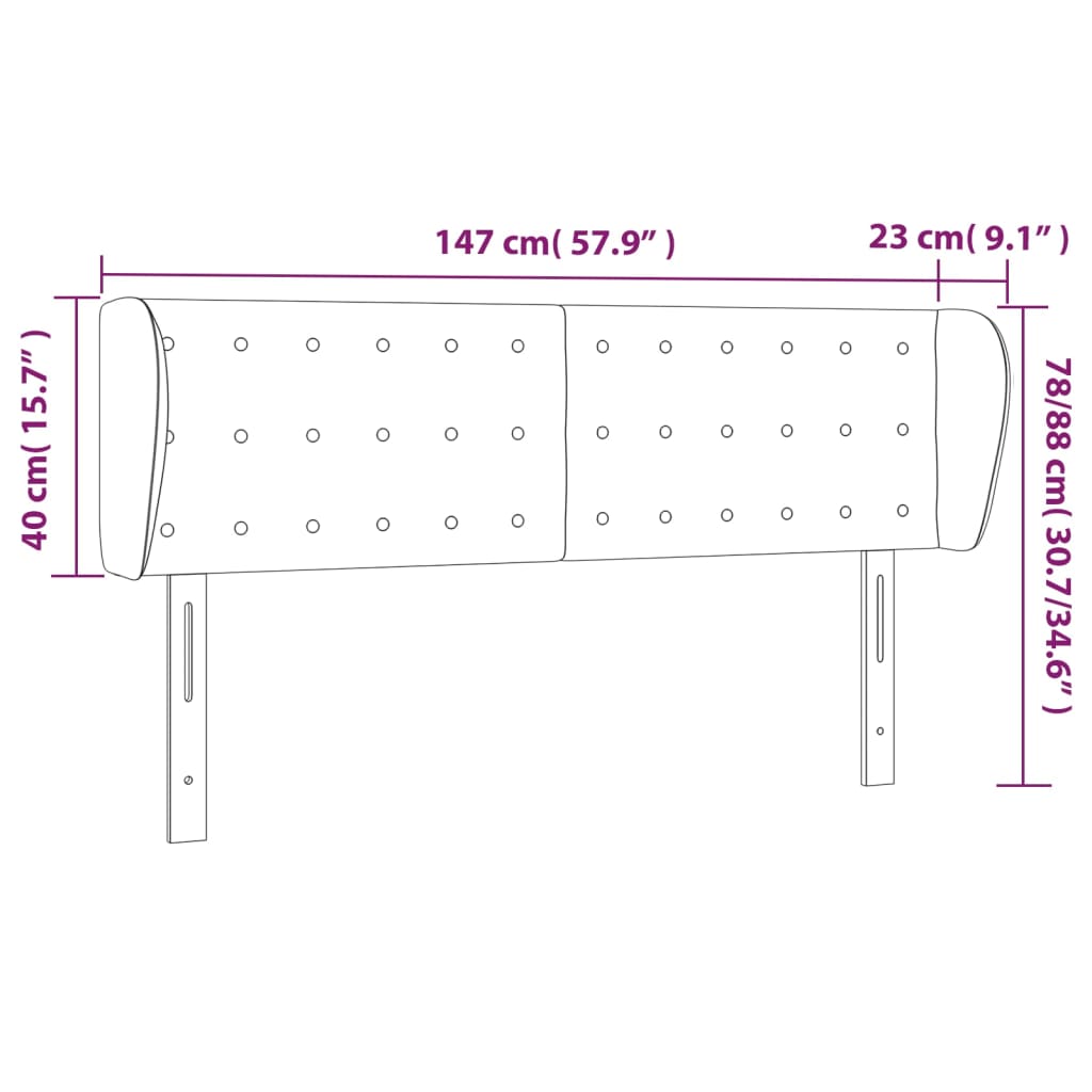 Hoofdbord met randen 147x23x78/88 cm kunstleer zwart