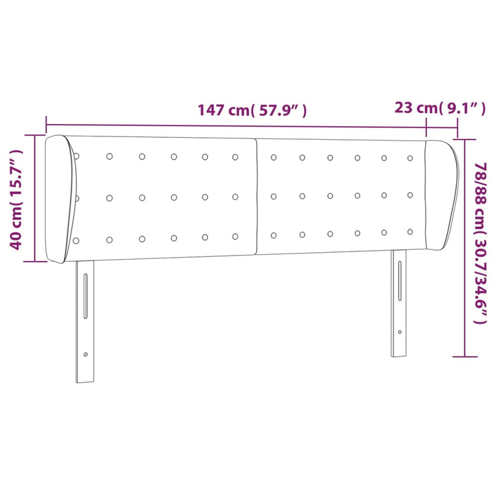 Hoofdbord met randen 147x23x78/88 cm kunstleer zwart