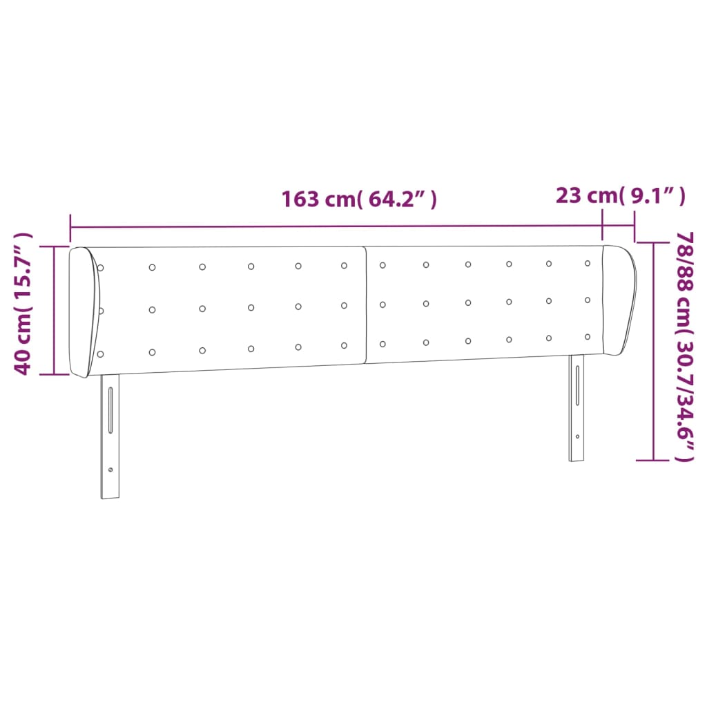 Hoofdbord met randen 163x23x78/88 cm kunstleer zwart