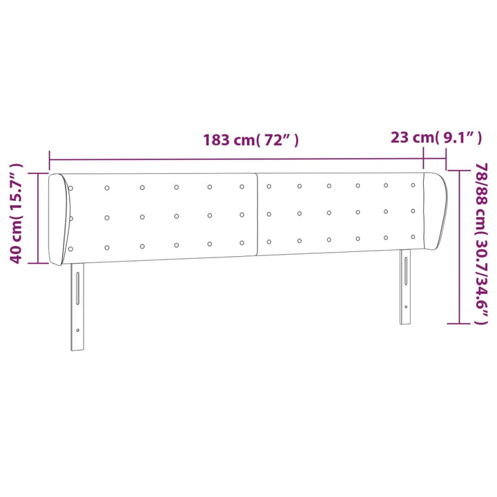 Hoofdbord met randen 183x23x78/88 cm kunstleer zwart