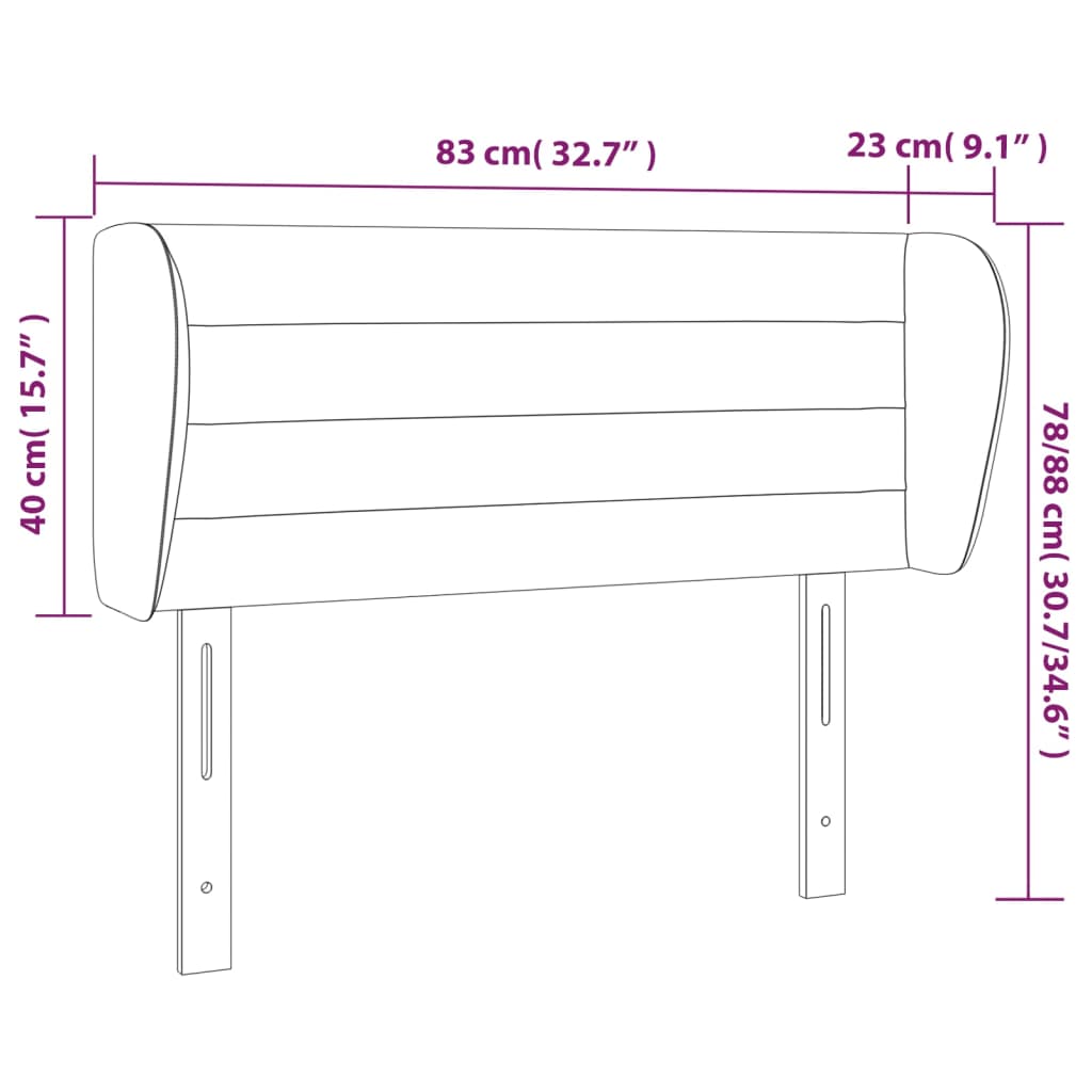 Hoofdbord met randen 83x23x78/88 cm stof lichtgrijs