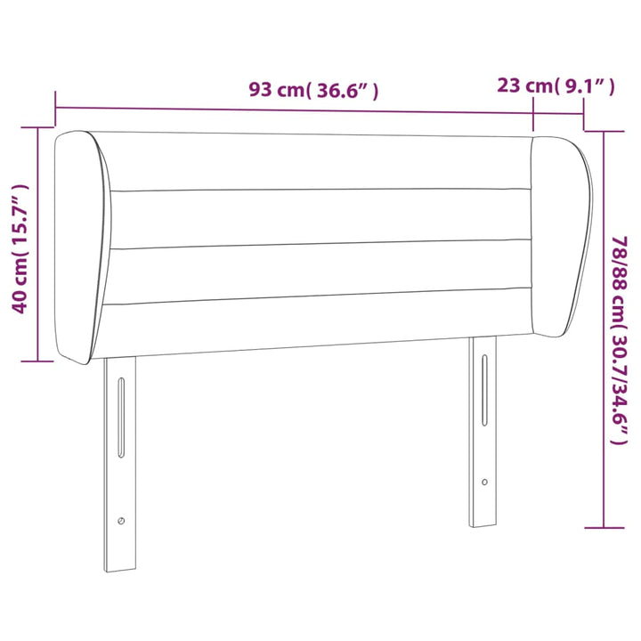 Hoofdbord met randen 93x23x78/88 cm stof lichtgrijs