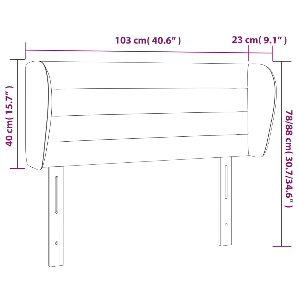 Hoofdbord met randen 103x23x78/88 cm stof lichtgrijs