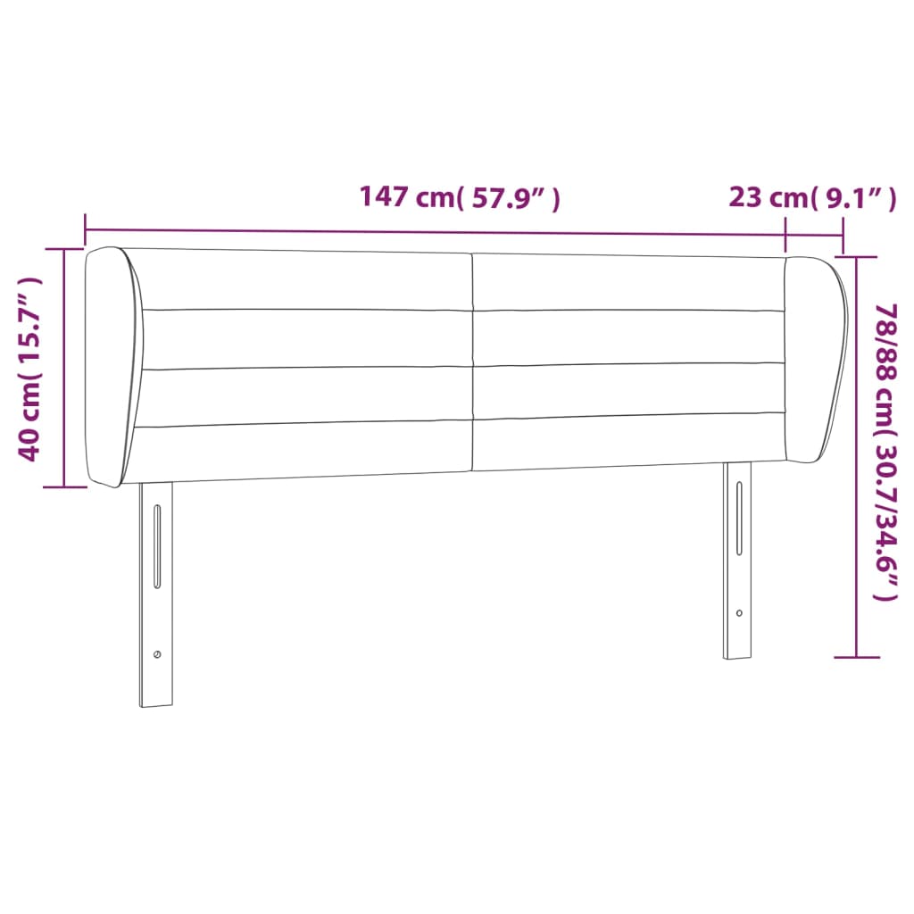 Hoofdbord met randen 147x23x78/88 cm stof donkergrijs