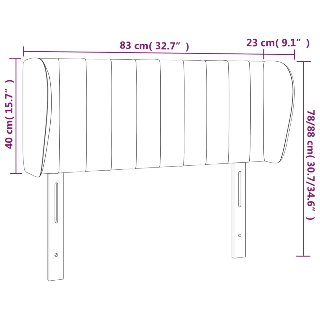 Hoofdbord met randen 83x23x78/88 cm stof zwart