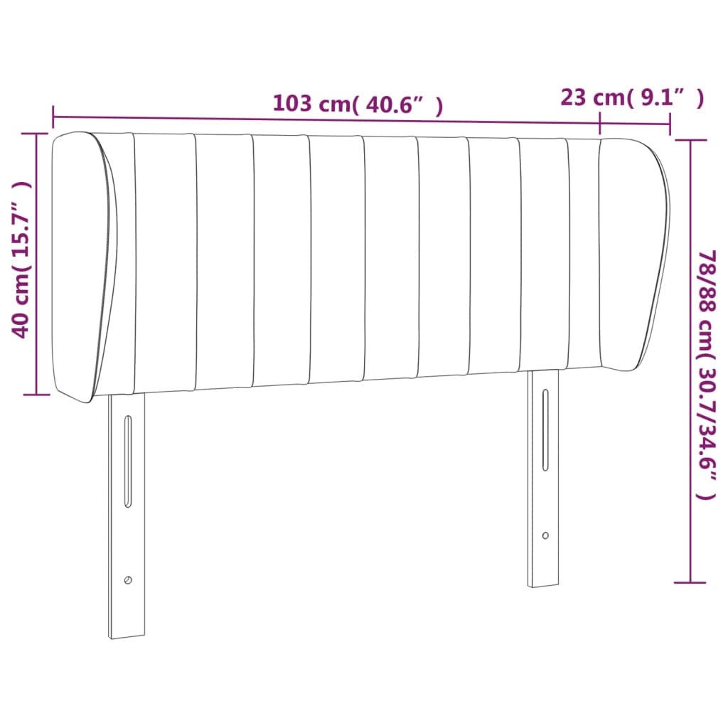 Hoofdbord met randen 103x23x78/88 cm stof zwart