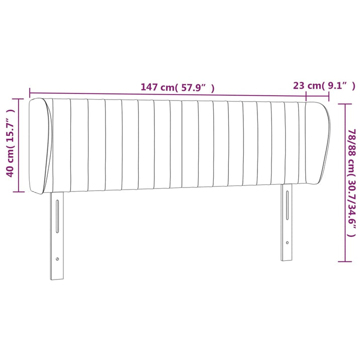 Hoofdbord met randen 147x23x78/88 cm stof lichtgrijs