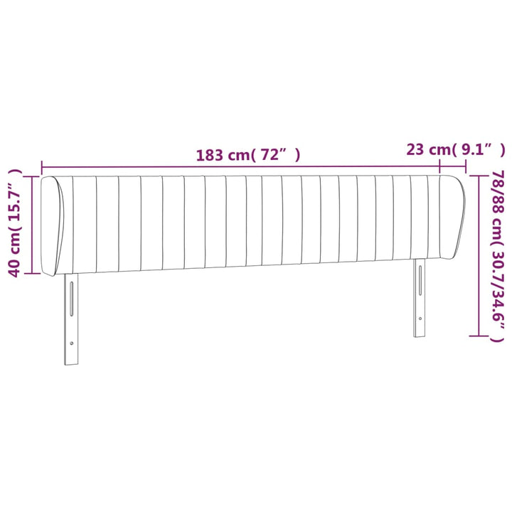 Hoofdbord met randen 183x23x78/88 cm stof donkergrijs