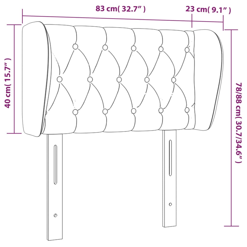 Hoofdbord met randen 83x23x78/88 cm stof lichtgrijs