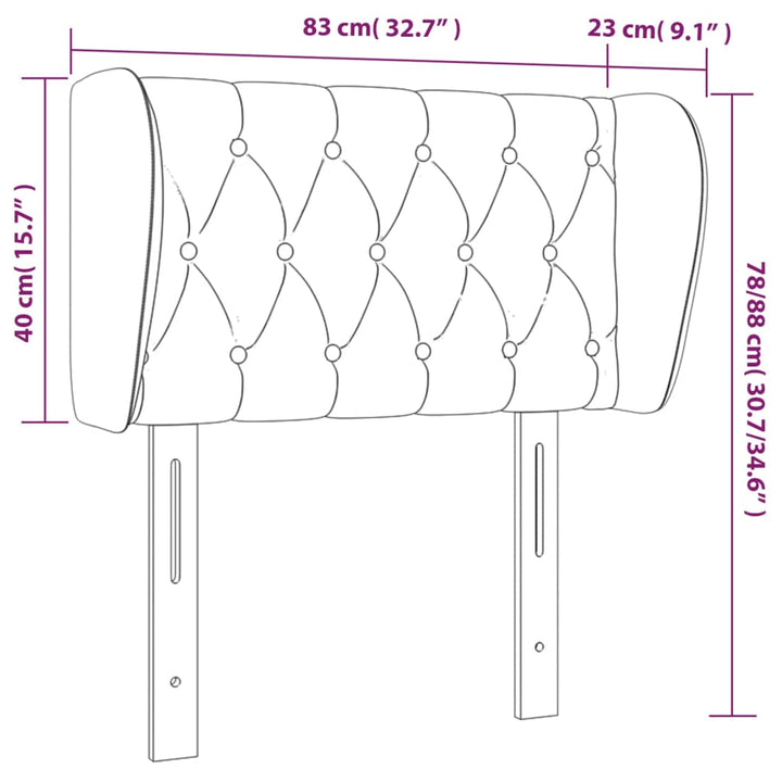 Hoofdbord met randen 83x23x78/88 cm stof lichtgrijs