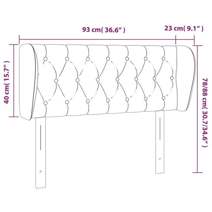 Hoofdbord met randen 93x23x78/88 cm stof lichtgrijs