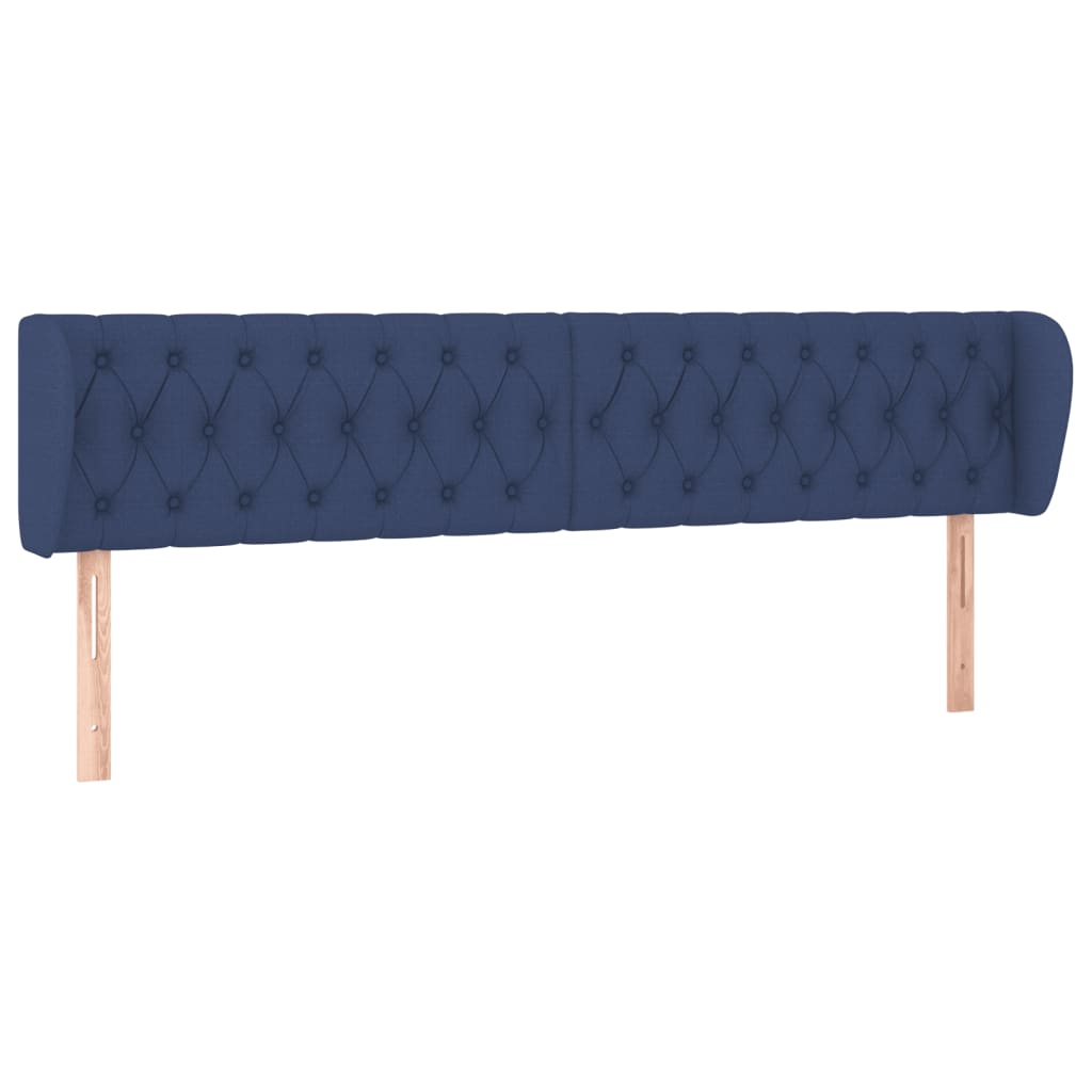 Hoofdbord met randen 203x23x78/88 cm stof blauw