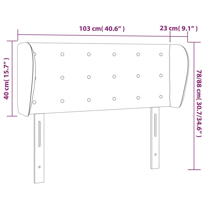 Hoofdbord met randen 103x23x78/88 cm stof crèmekleurig