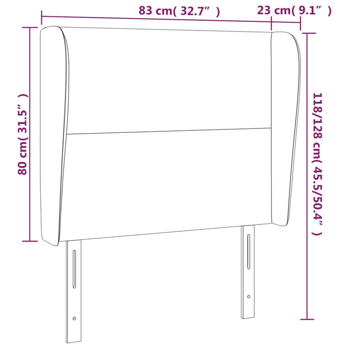 Hoofdbord met randen 83x23x118/128 cm stof donkergrijs