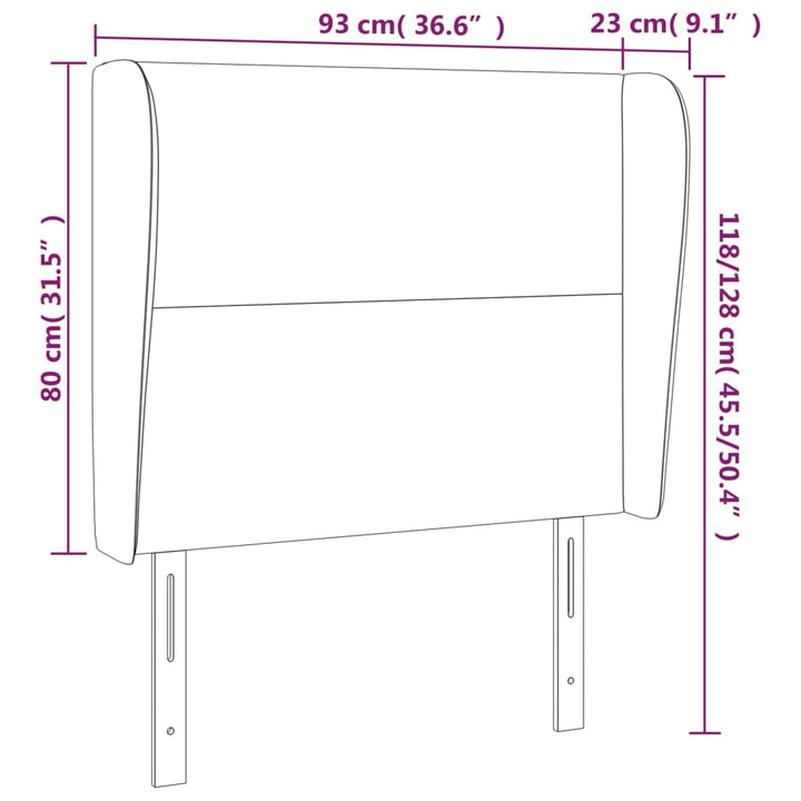 Hoofdbord met randen 93x23x118/128 cm stof zwart