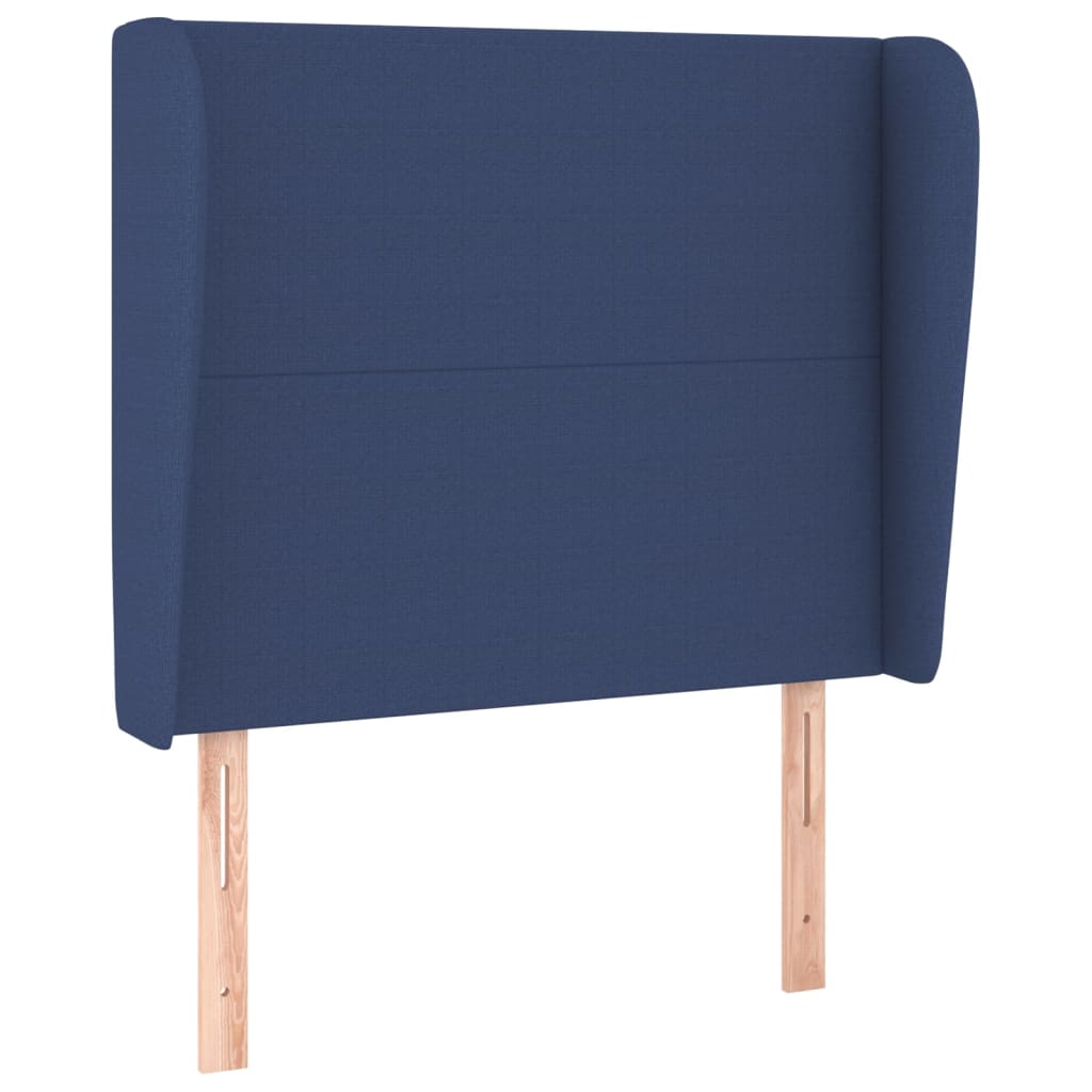 Hoofdbord met randen 93x23x118/128 cm stof blauw